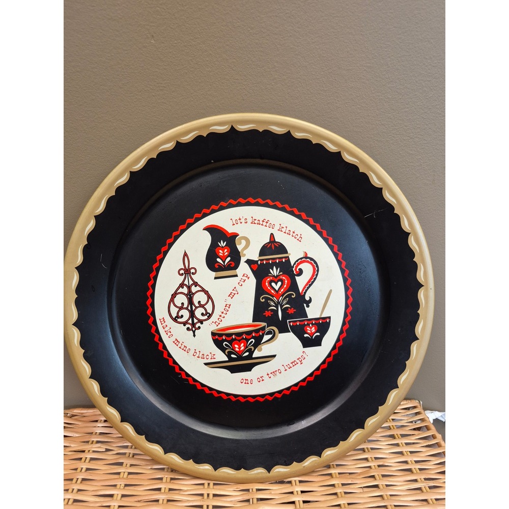 Large Vintage Kaffee Klatch Metal Tray Mid Century Coffee Kitchen Wall Decor mcm